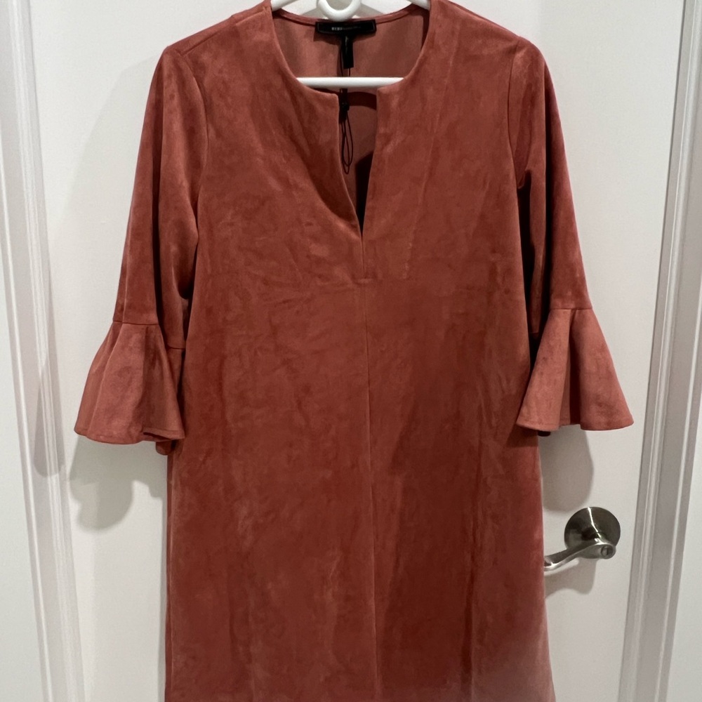 NWOT Chic Suede-Look Bell Sleeve Dress